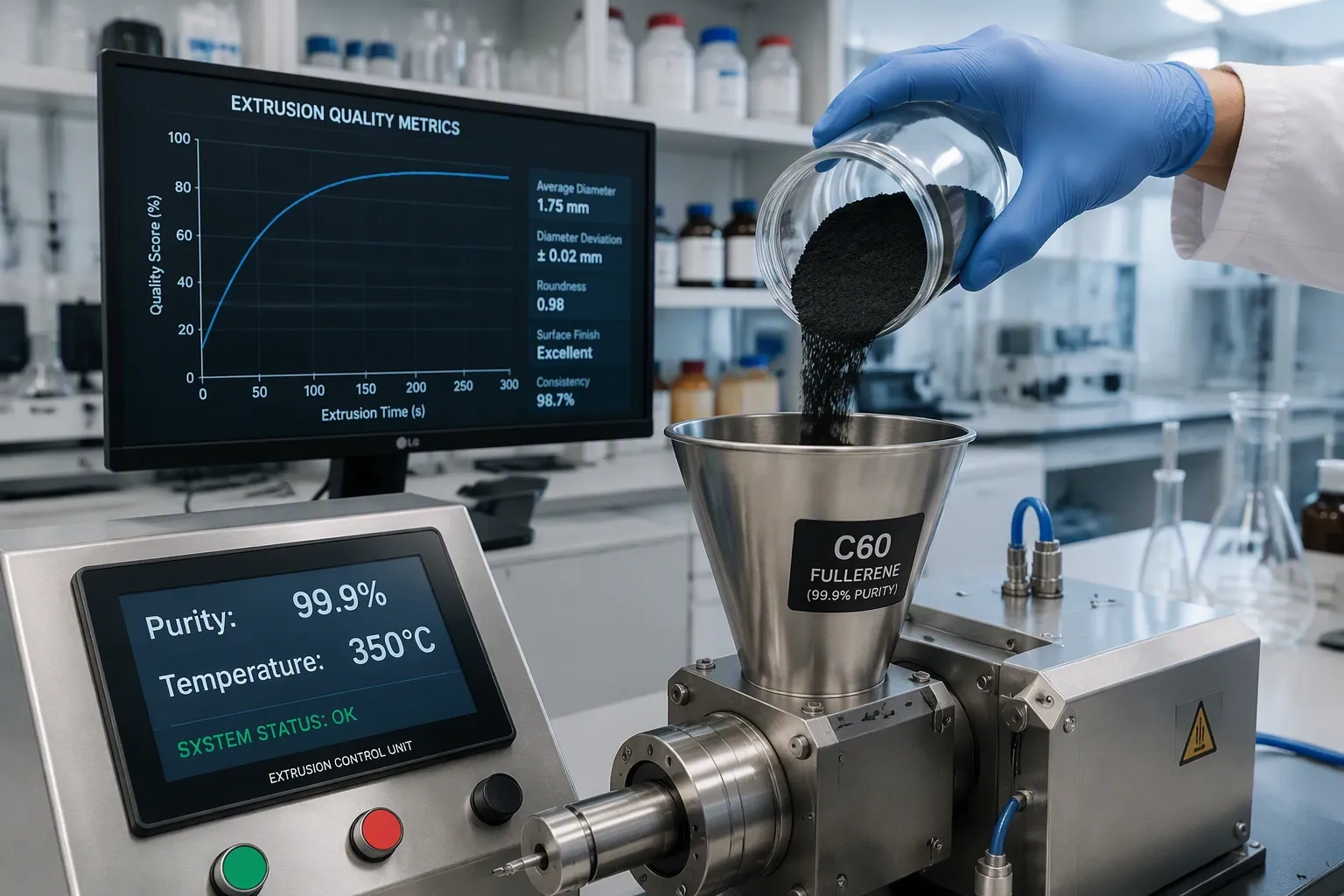 &Eacute;valuation des degr&eacute;s de puret&eacute; du fuller&egrave;ne C60 de qualit&eacute; sublimation et de leur impact sur la qualit&eacute; de l'extrusion